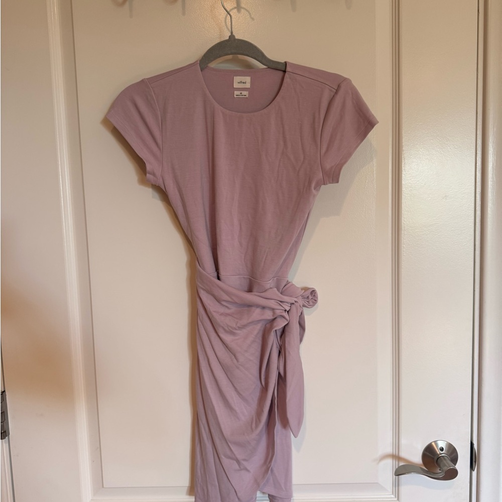 Aritzia Purple Flutter Sleeve Wrap Mini Dress